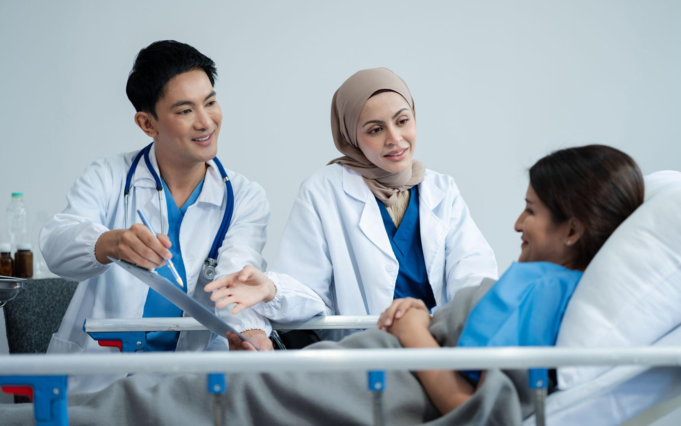 Doctor caring for patient